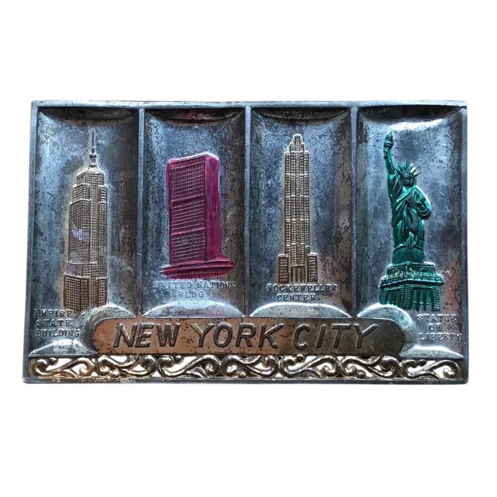 Vintage Metal New York City Metal Pun Tray Souvenir